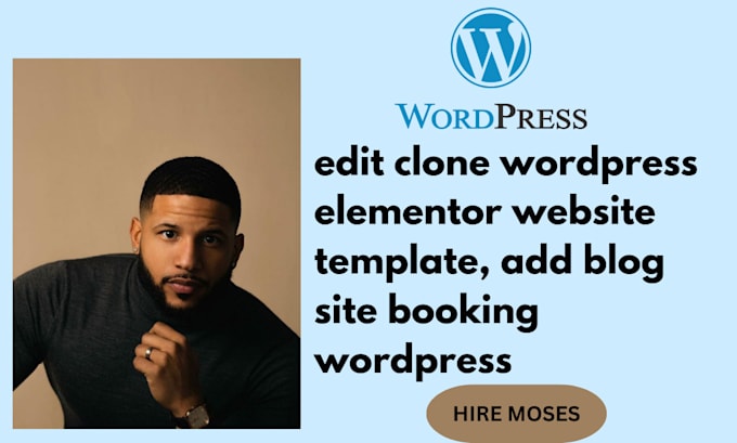 Gig Preview - Edit clone wordpress elementor website template, add blog site booking wordpress