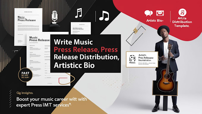 Gig Preview - Write music press release, submit music press release distribution artistic bio