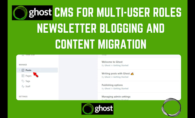 Gig Preview - Setup ghost cms for multiuser roles newsletter blogging content migration