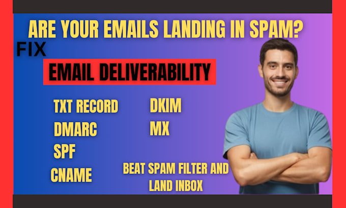 Gig Preview - Set up or fix email deliverability dns records spf dkim dmarc mx cname