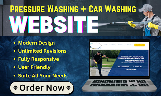 Gig Preview - Make designed pressure washing and car washing website