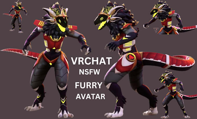 Gig Preview - Custom vrchat furry avatar, fursona, 3d nsfw character, vtuber model, vceeface