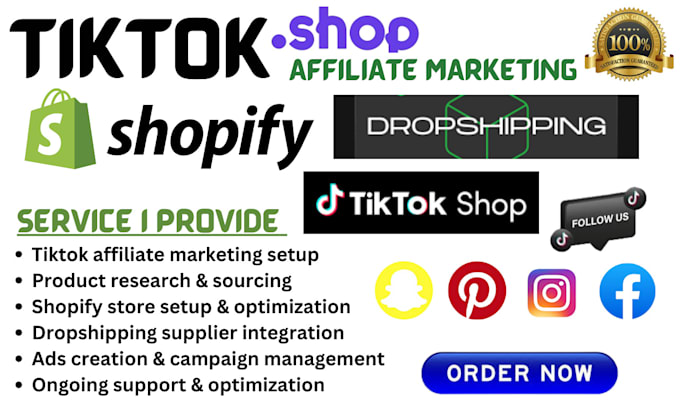 Gig Preview - Setup your tiktok shop and affiliate marketing, tiktok ads