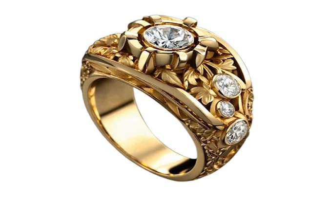 Gig Preview - Gold jelwery designer ring, gemset, diamond, cad jelwelry 3d stl file maker