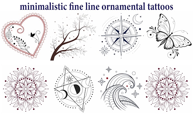 Gig Preview - Create custom minimalistic ornamental fine line tattoo designs