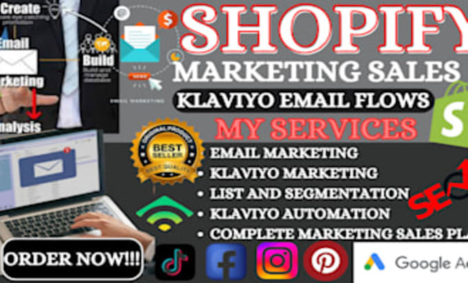 Gig Preview - Do klaviyo email marketing shopify sales seo email template design klaviyo flows