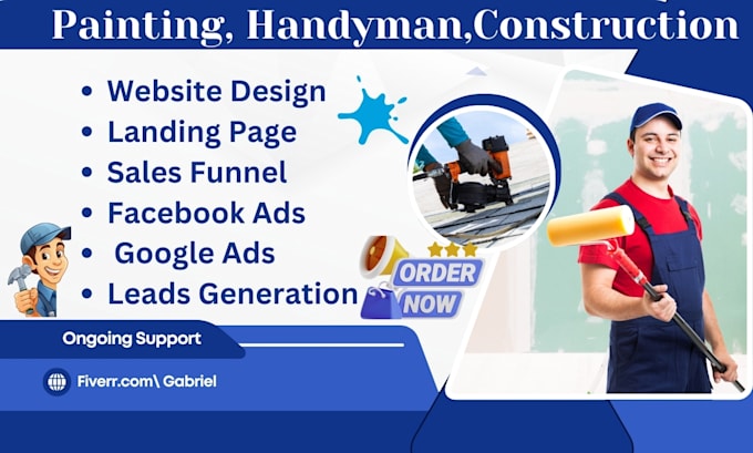 Gig Preview - Design painting website, painting landing page   handyman junk plumbing  website