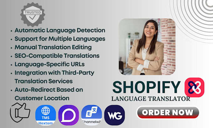 Gig Preview - Setup shopify language translation transcy hextom etranslate langify weglot