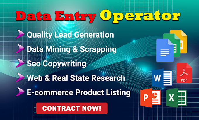 Gig Preview - Be your trusty data entry operator for lead generation, web research, copy paste