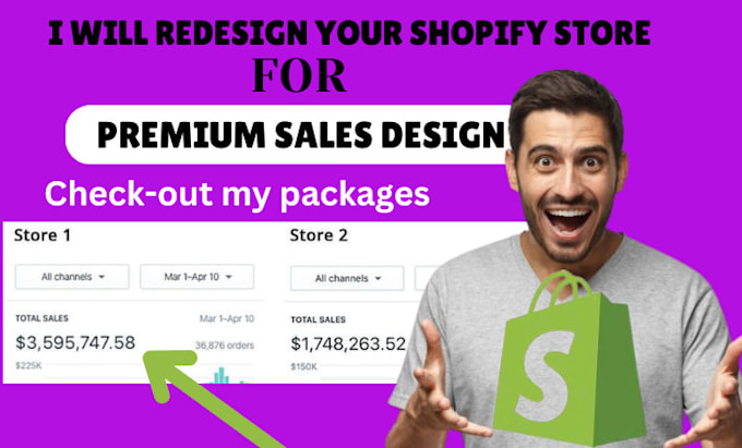 Gig Preview - Redesign shopify dropshipping customization store design shopify redesign revamp