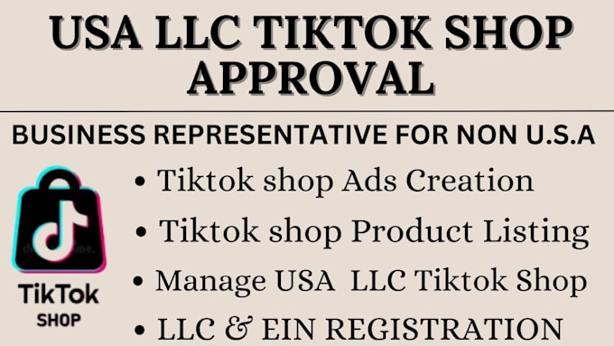 Gig Preview - Be your business representative in usa to create usa tiktok shop usa tiktok acct