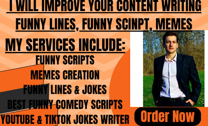 Gig Preview - Improve your content writing funny lines, funny script, memes