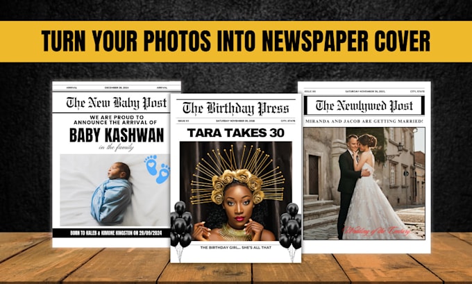 Gig Preview - Turn your photos into newspaper covers and templates