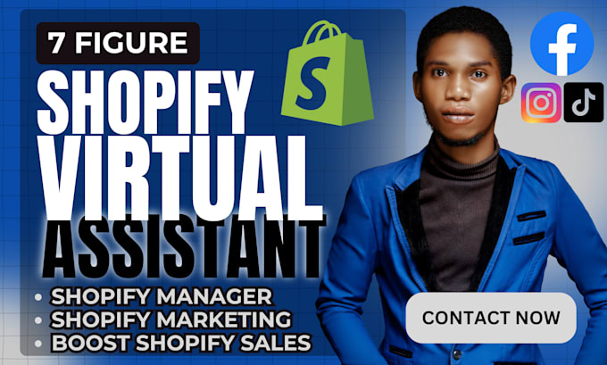 Gig Preview - Be your shopify virtual assistant amazon store manager shopify sales marketing