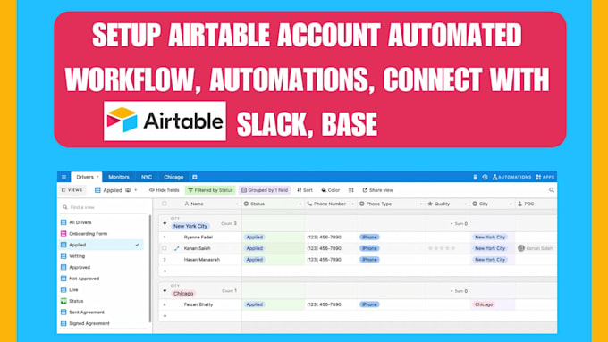 Gig Preview - Setup professional airtable account, do workflow automations, integrate slack