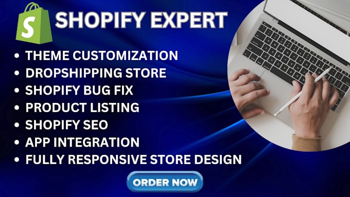 Gig Preview - Do shopify store setup product listing store customization