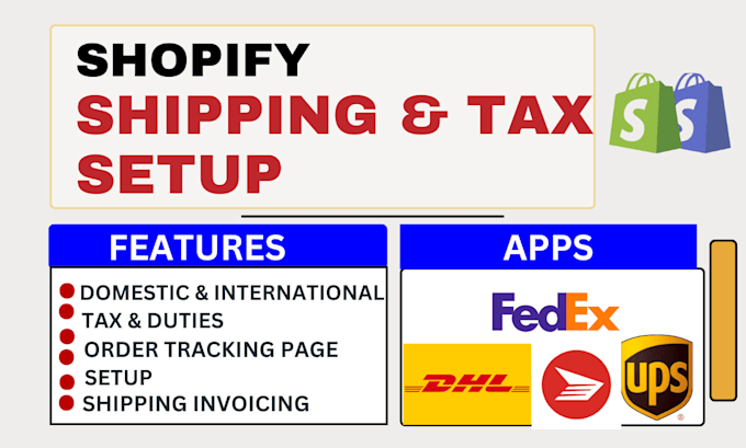 Gig Preview - Setup shopify store shipping tax for domestic and international regions