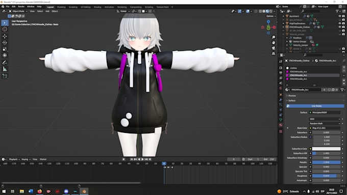 Gig Preview - Do vrchat avatar vr character furry 3d anime model for vrchat add outfit for vrc