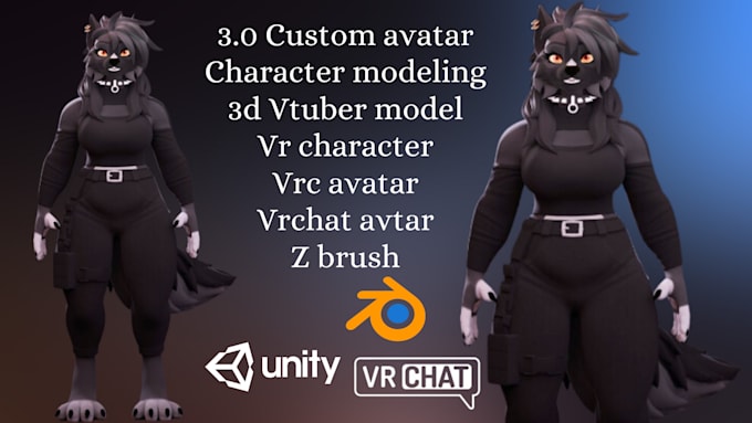 Gig Preview - Create custom vrchat avatar, vrc avatar, 3d vtuber model