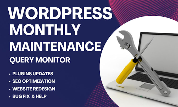 Gig Preview - Optimize wordpress website, weekly, monthly maintenance with query monitor