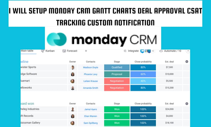 Gig Preview - Setup monday CRM gantt charts deal approvals csat tracking custom notifications