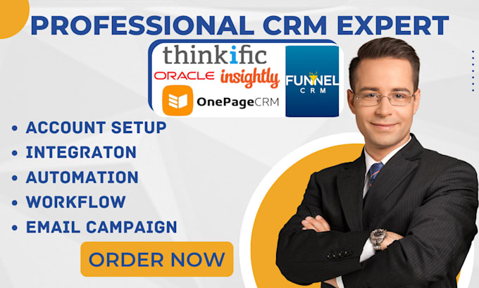 Gig Preview - Setup one page funnel CRM insightly, thinkific automation oracle integration