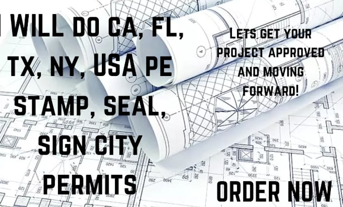 Gig Preview - Do ca, fl, tx, ny, USA pe stamp, seal, sign city permits