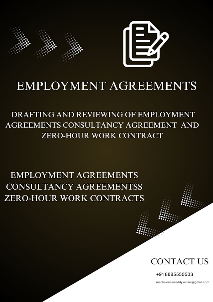 Gig Preview - Draft and review employment agreement consultancy agreement and zero hour work