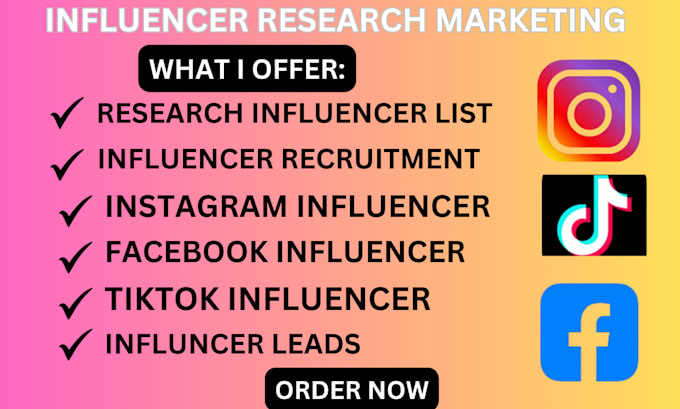 Gig Preview - Do influencer marketing find instagram tiktok influencer to gain organic list