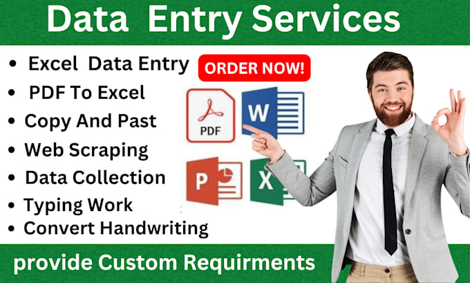 Gig Preview - Do data entry, copy past, file conversion, web research excel data entry