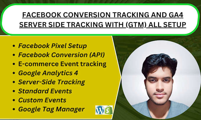 Gig Preview - Setup facebook pixel ga4 ecommerce conversion API tracking