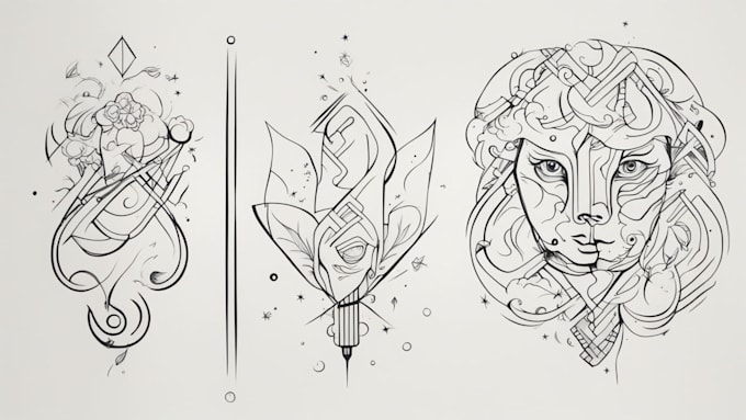 Gig Preview - Draw minimalist tattoo or line art design with my style