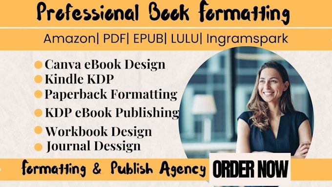 Gig Preview - Do book formatting canva ebook layout design kindle kdp journal paperback format