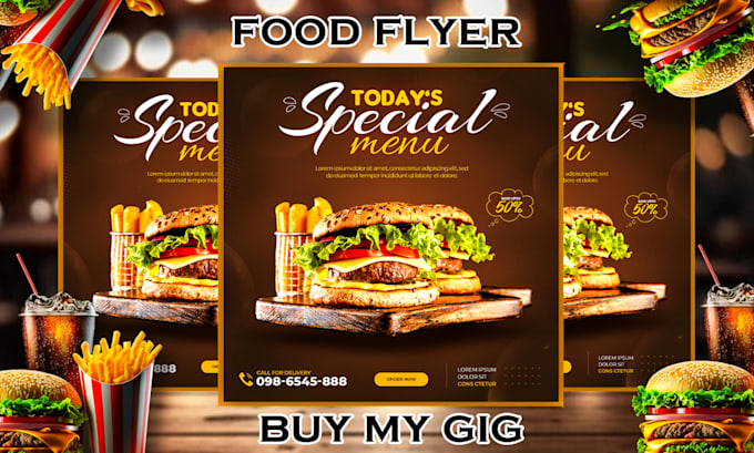 Gig Preview - Design creative awesome restaurant food menu food flyer and poster