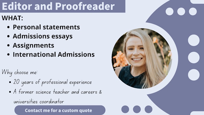 Gig Preview - Proofread and edit your personal statement, essay, article, admissions essay