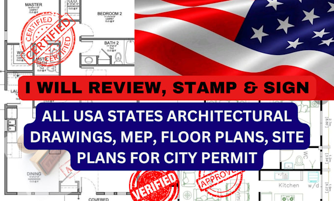 Gig Preview - Provide architecture, structure and mep drawings set for city permits with stamp