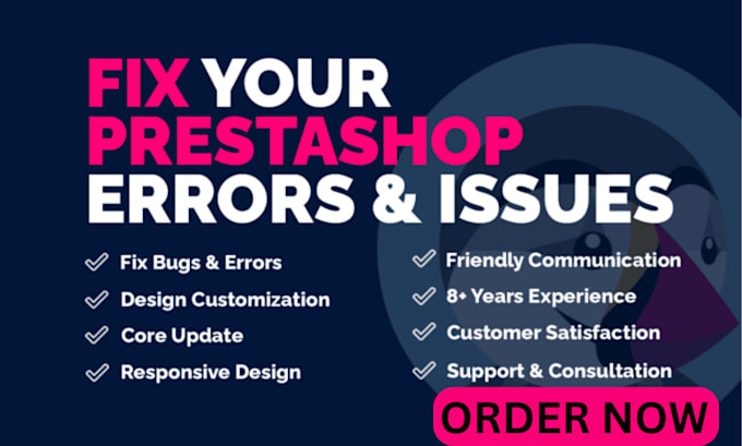 Gig Preview - Fix any bug on your prestashop, debug or troubleshoot any errors or problems