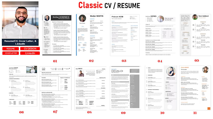 Gig Preview - Create professional, classic, and creative cvs in two languages en and fr