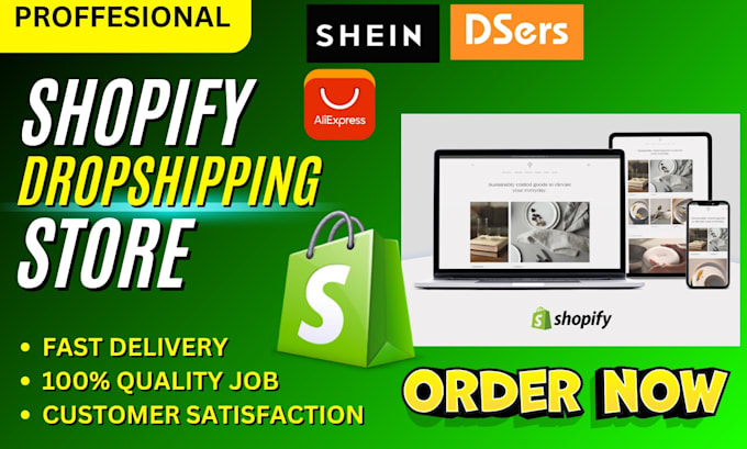 Gig Preview - Build automated shopify dropshipping store design redesign via autods dsers cj