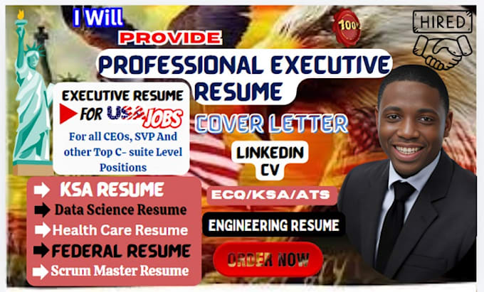 Gig Preview - Write executive resume federal resume professional resume military resume