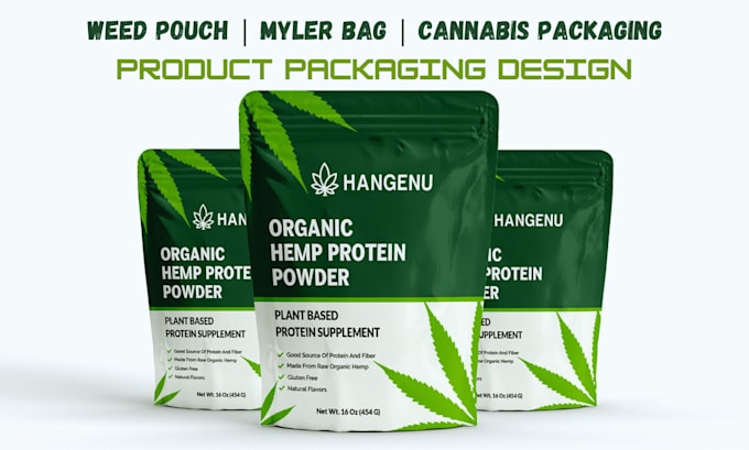 Gig Preview - Do product packaging design, weed pouch, mylar bag, cbd cannabis packaging