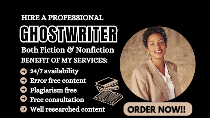 Gig Preview - Ghostwrite fiction and nonfiction ebook ghostwriter, amazon kdp book writer