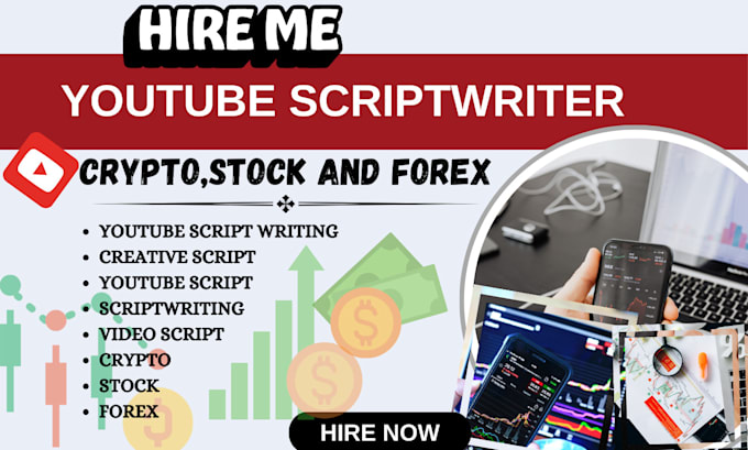 Gig Preview - Write professional youtube content, scriptwriter on stock, crypto, forex trading