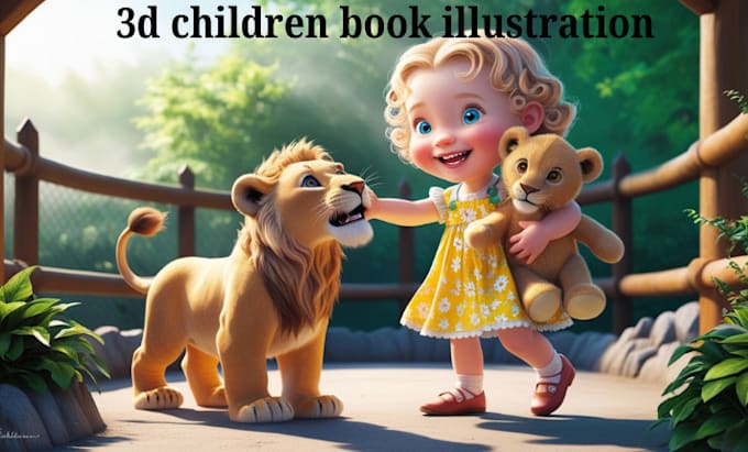 Gig Preview - Design 3d children book illustration and story book