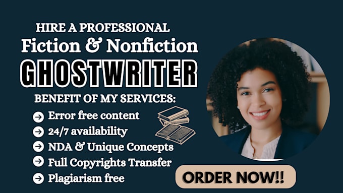 Gig Preview - Be your fiction ghostwriter self help, kdp book writer, nonfiction ghostwriter