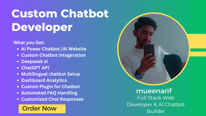 Gig Preview - Create ai website chatbot integration, deepseek, chatgpt API, custom ai solution