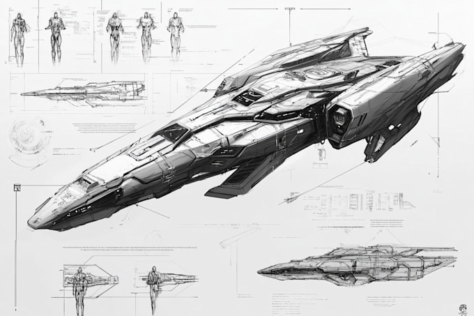 Gig Preview - Draw spaceship concept art or design a starship or scifi vehicle