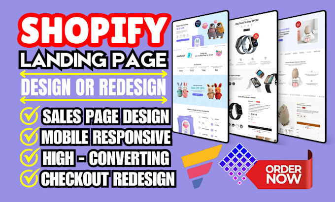 Gig Preview - Design zipify shopify gempages checkout pagetify sales landing page redesign