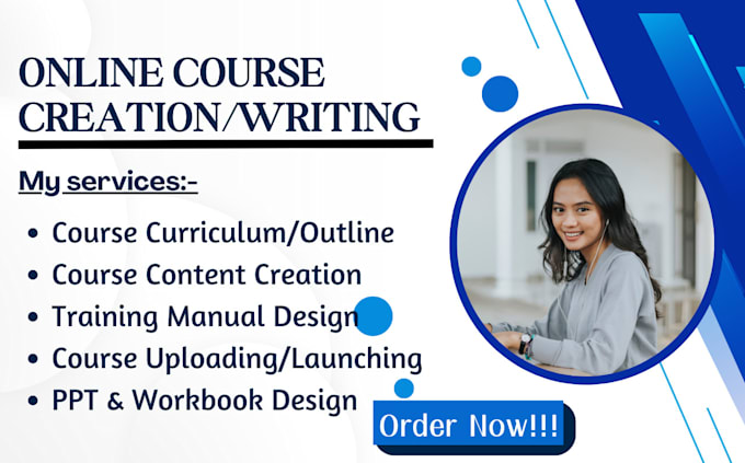 Gig Preview - Do online course creation, course curriculum, training manual, ebook writing