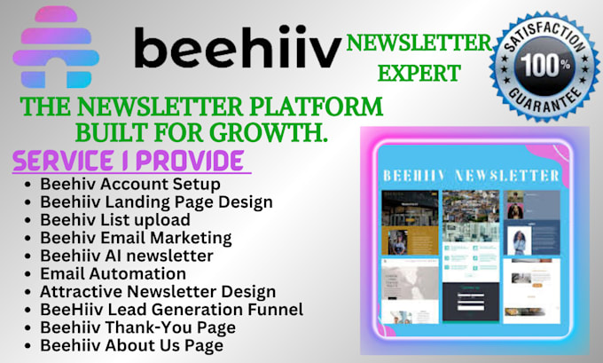 Gig Preview - Design editable beehiiv newsletter, beehive landing page, beehiiv account setup